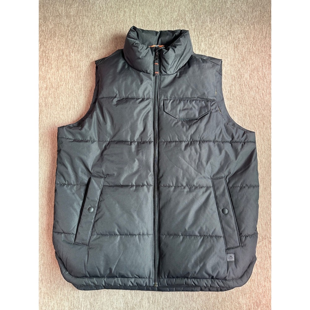Hawke & Co Mens Black Puffer Vest Quilted Full Zip Sleeveless Jacket Medium